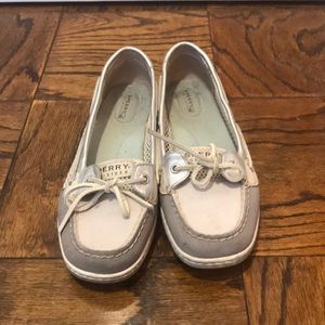White Sperry boat shoes
